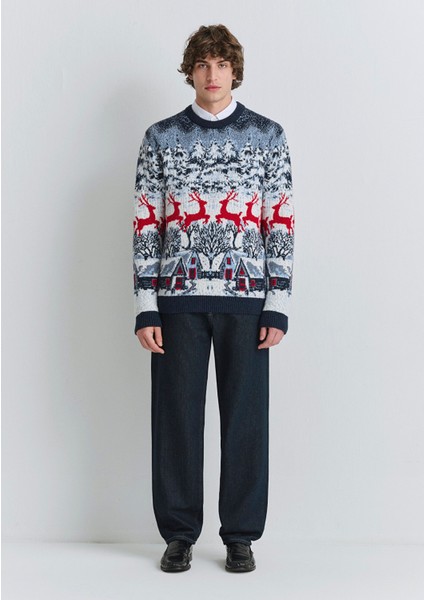 Yılbaşı Temalı Lacivert Kazak 0710407-70490 modelleri