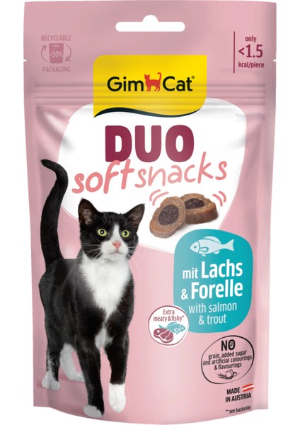 Duo Soft Snacks Salmon & Trout 50 gr | Kediler Için Tamamlayıcı Mama | Yumuşak Balıklı Ödül