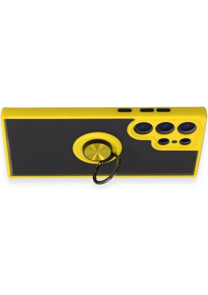 Samsung Galaxy S23 Ultra Kılıf Montreal Yüzüklü Silikon Kapak - Sarı modelleri