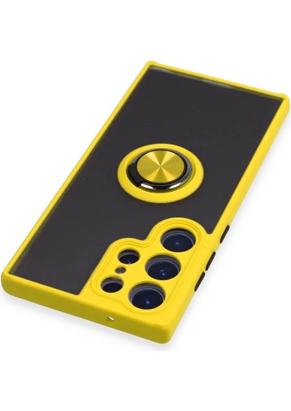 Samsung Galaxy S23 Ultra Kılıf Montreal Yüzüklü Silikon Kapak - Sarı fırsatları