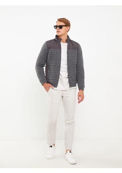 Yeni Sezon Standart Kalıp Dik Yaka Erkek Triko Hırka