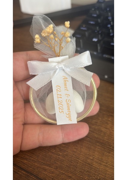 10 Adet Nikah Şekeri Beyaz Kurdele