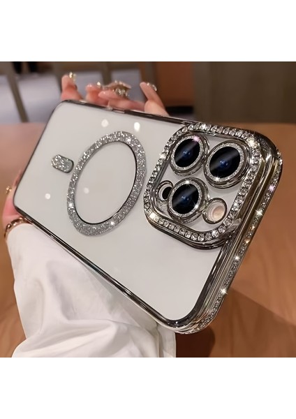 Iphone 14/15 Plus Uyumlu Şeffaf Taşlı Magsafe Özellikli Kılıf indirimleri