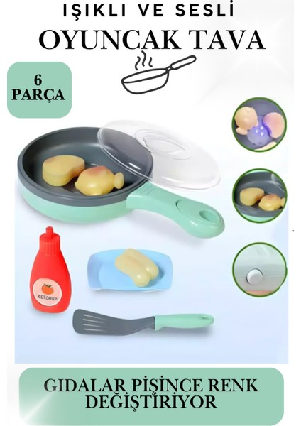 Oyuncak Tava Piştiğinde Renk Değiştirir Işıklı ve Aksesuarlı 26CM