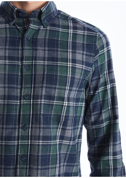 Yeni Sezon Regular Fit Uzun Kollu Ekose Gabardin Erkek Gömlek fırsatları