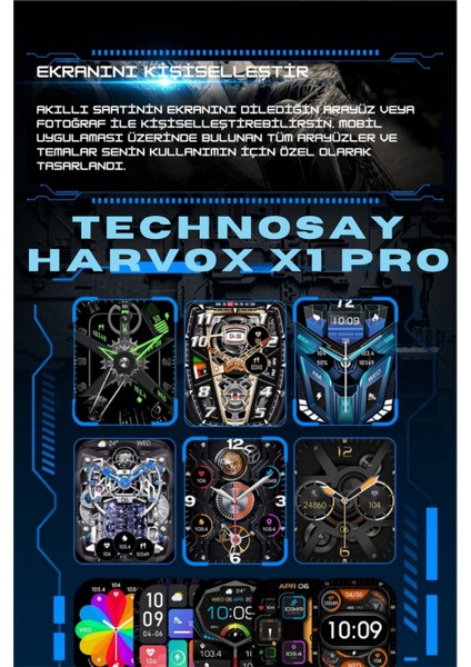 Watch X1 Pro Akıllı Saat Iphone ve Android Telefonlara Uyumlu Harwox 100 Gün Şarj Süreli Akıllı Saat modelleri
