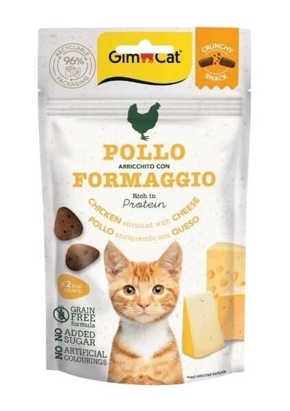 Crunchy Snacks Tavuklu ve Peynirli Tahılsız Kedi Ödül Maması 1 Adet 50 gr