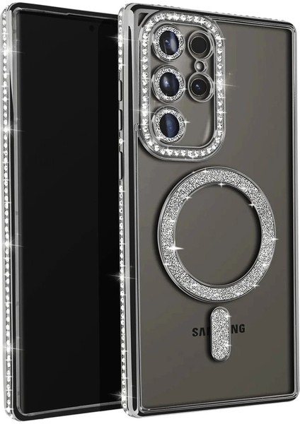 Samsung Galaxy S25 Ultra Kılıf Joke Simli Magneticsafe Kılıf - Siyah