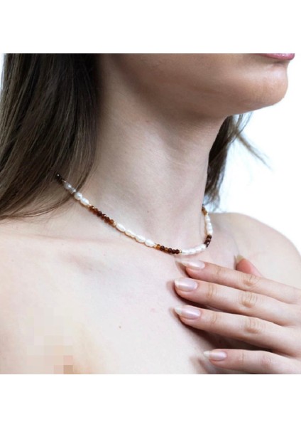 Lal Taşı ve Arpa Inci Gerçek Doğal Taş Kolye fırsatları