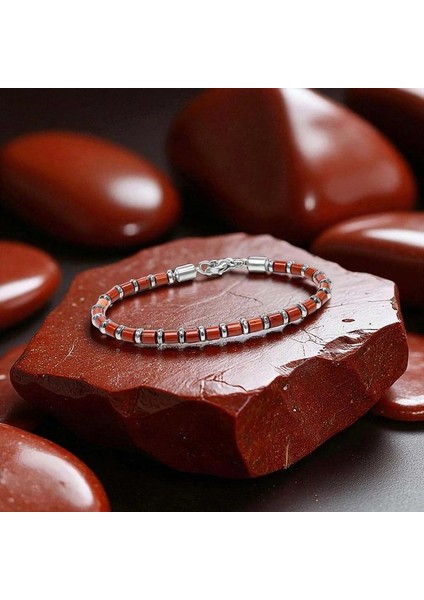Kırmızı Jasper & Silver Hematit Taşlı Ayarlanabilir Çelik Zincir Erkek Bileklik 33512B10D4M5 fiyatları