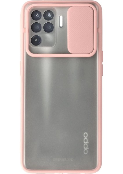 Oppo Reno 5 Lite Kılıf Palm Buzlu Kamera Sürgülü Silikon - Pembe