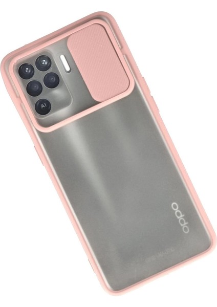 Oppo Reno 5 Lite Kılıf Palm Buzlu Kamera Sürgülü Silikon - Pembe fiyatları