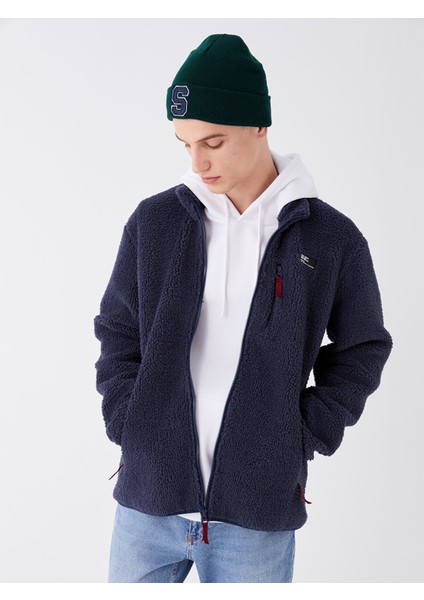 Yeni Sezon Dik Yaka Uzun Kollu Pelüş Erkek Fermuarlı Sweatshirt