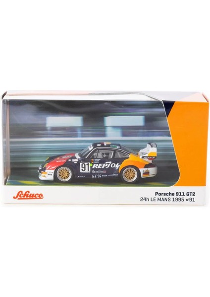Tarmac Works x Schuco 1/64 Porsche 911 Gt2 24H Le Mans 1995 #91