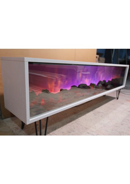 Craft Concept Tvşöminesi Bluetooth 4 Farklı Mod Elegance Özel Seri Siyah Metal Ayaklı Beyaz Kasa indirimleri