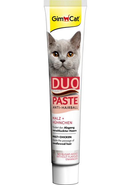 Anti-Hairball Duo Paste Tavuk + Malt 50 gr | Kediler Için Tüy Topakları Önleyici Macun | Lezzetli ve Doğal
