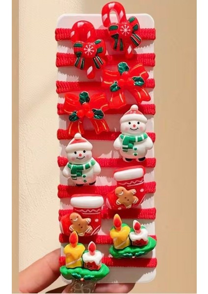 10 Lu Kız Çocuklarına Özel Yılbaşı Tokaları Yumuşak Lastikleri ile Konforlu Bir Kullanım Sağlar Christmas Tokaları modelleri