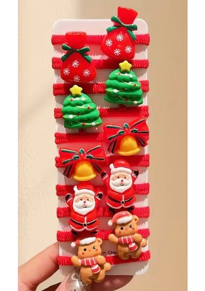 10 Lu Kız Çocuklarına Özel Yılbaşı Tokaları Yumuşak Lastikleri ile Konforlu Bir Kullanım Sağlar Christmas Tokaları fırsatları