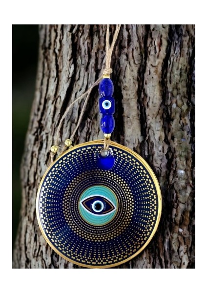 Gold Puantiyeli Nazar Boncuklu Göz Duvar Süsü Cam Duvar Dekoru fırsatları