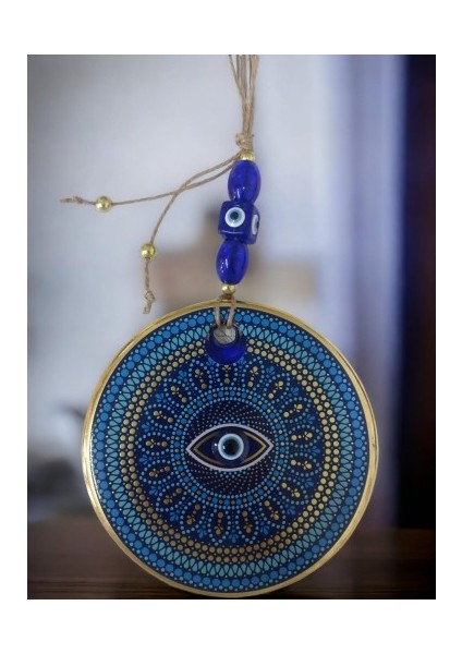 Yaldızlı Puantiyeli Nazar Boncuk Gözlü Duvar Süsü