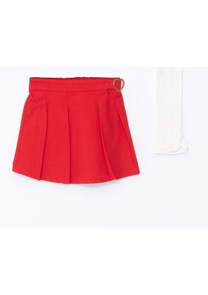 Yeni Sezon Beli Lastikli Basic Kız Çocuk Etek ve Külotlu Çorap 2'li Takım