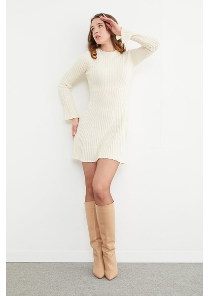 Basic Kol Detaylı Triko Mini Elbise modelleri