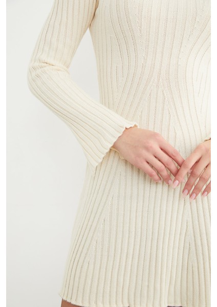 Basic Kol Detaylı Triko Mini Elbise