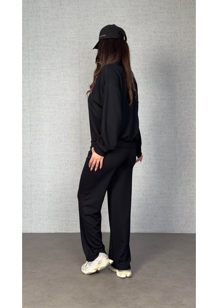 Kadın Uzun Kollu Bisiklet Yaka Viskon Iki Iplik Bluz ve Pantolon Ikili Takım fiyatları