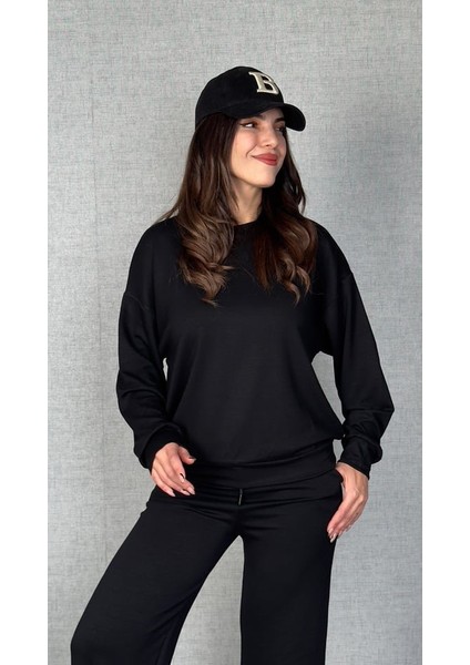 Kadın Uzun Kollu Bisiklet Yaka Viskon Iki Iplik Bluz ve Pantolon Ikili Takım modelleri