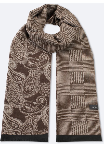 Erkek Kahve Desenli Püsküllü Şal A52Y9407