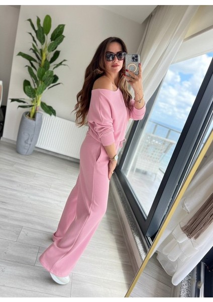 Kadın Uzun Kollu Tek Omuzdan Açık Dalgıç Bluz ve Pantolon Ikili Takım fiyatları
