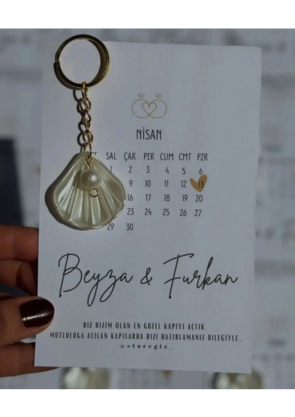 Incili Istiridye Anahtarlık Nişan Söz Kına Nikah Hatırası 15 Adet Özel Tasarım