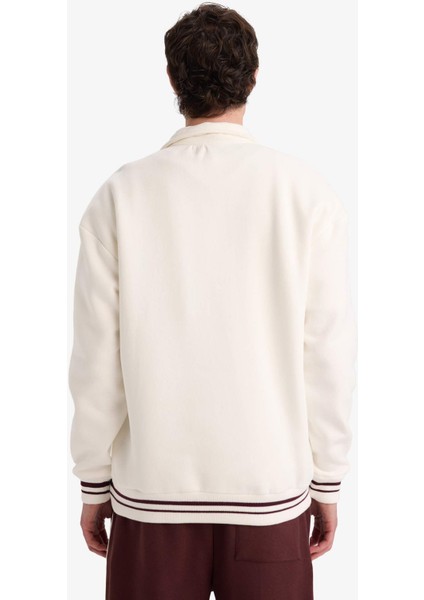 Boxy Fit Dik Yaka Slogan Baskılı SWEATSHIRT G6476AX25WN indirimleri