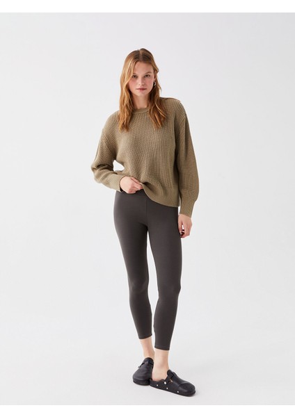 Yeni Sezon Kadın Beli Lastikli Düz Tayt modelleri