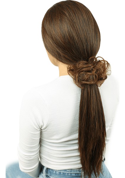 Saçlı Lastikli Topuz Toka / Bebek Kumralı