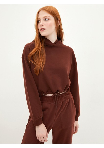 Yeni Sezon Kapüşonlu Düz Cep Detaylı Uzun Kollu Kadın Sweatshirt fiyatları