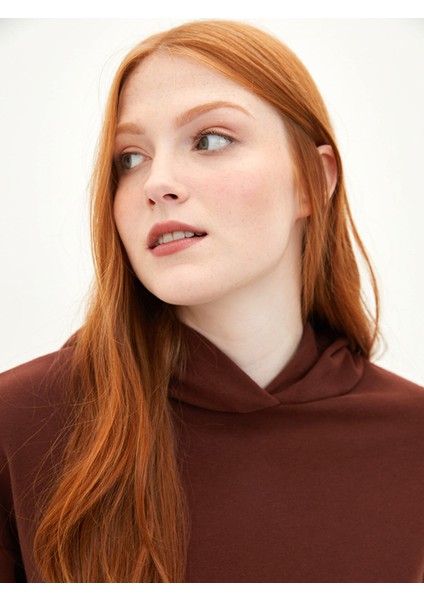 Yeni Sezon Kapüşonlu Düz Cep Detaylı Uzun Kollu Kadın Sweatshirt fırsatları