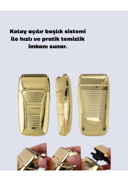 Altın Renk Kablolu Sakal Tıraş Makinesi Çelik Bıçaklı 3W Motor fiyatları