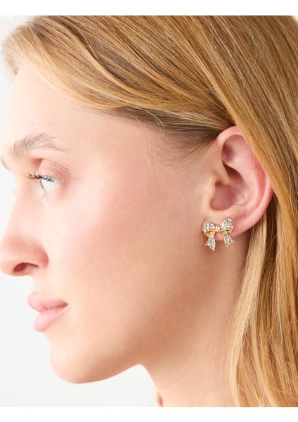 Altın Rengi Fiyonk Figürlü Parlak Küpe