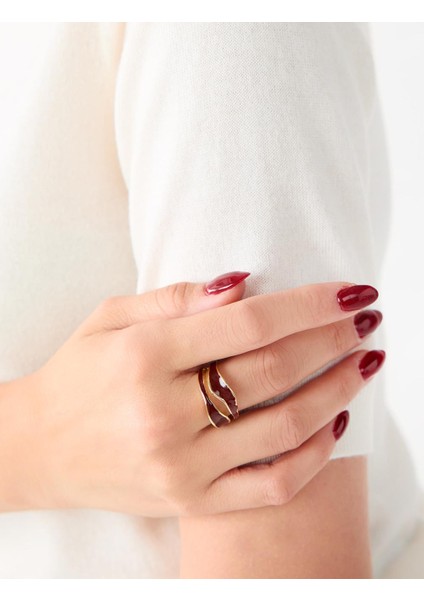 Kahverengi Renk Geçişli Zarif Yüzük