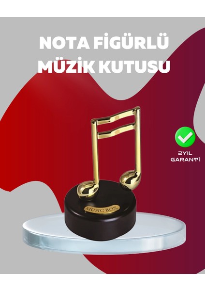 Altın Nota Figürlü Dönen Müzik Kutusu Dekoratif Music Box