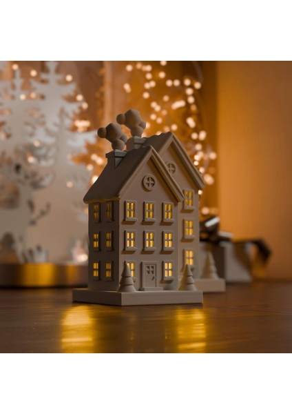 Yıl Başı Ruhu Evinizde! LED 3D Işıklıbaskı Dekoratif Kış Evi-Esbo Design indirimleri