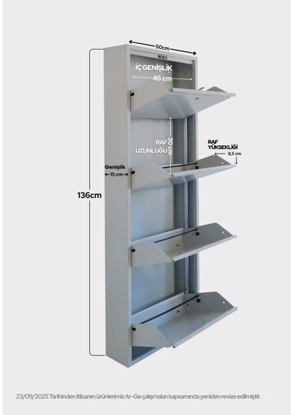 Kilitli 4'lü Metal Ayakkabılık - Açık Gri fiyatları