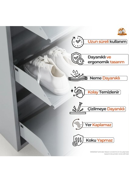 4'lü Metal Ayakkabılık - Açık Gri fırsatları