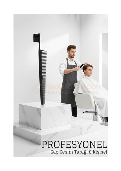 Kuaför Saç Kesim Tarağı Profesyonel Mini Fade Fırçalı Tasarım Berber Kesim Tarağı