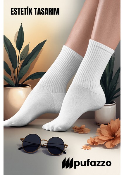 Uniseks Tenis Beyaz Spor Çorap 6'lı Set - Doğal Pamuk, Dikişsiz, Havlu Taban Soket Çorap modelleri