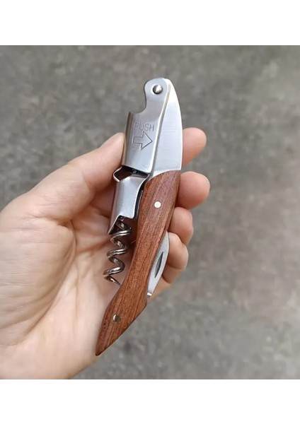 Tirbuşon Ahşap Saplı Paslanmaz Çelik modelleri