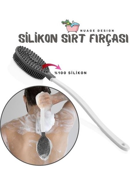 Banyo Sırt Fırçası Silikon Nuage Design Gri
