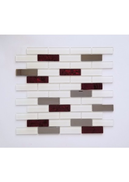 Mutfak,banyo,zemin Için Krom Bordo Desenli 23X73 Kristal Mozaik