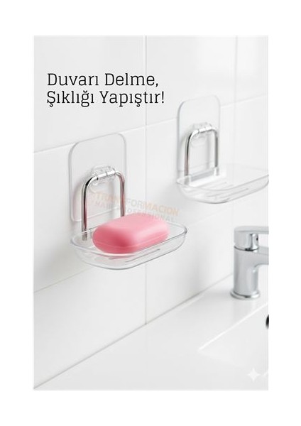 Yapışkanlı Sabunluk – Su Giderli, Katı Sabun Kutusu, 13 x 9 cm